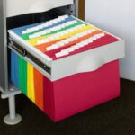Color coded paper filing drawer